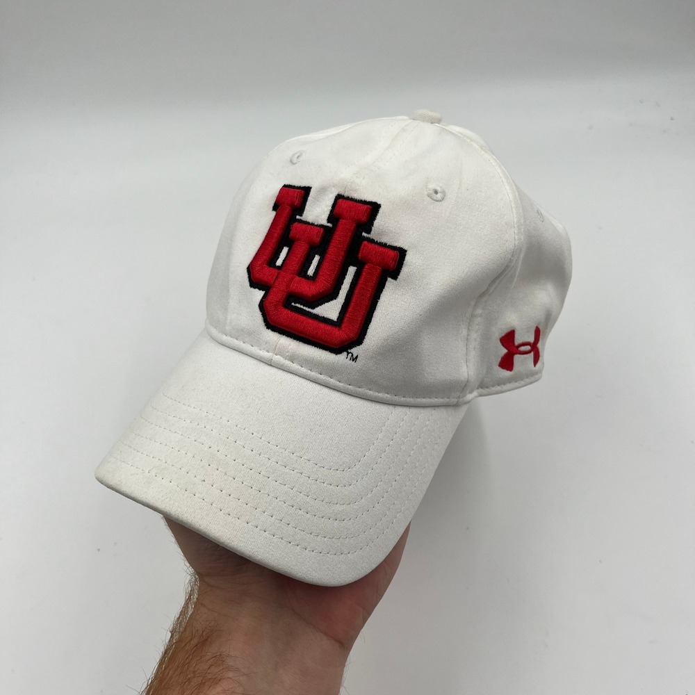 Under Armour Utah Utes White Adjustable Hat Iso-Chill Interlocking UU Logo NCAA‎